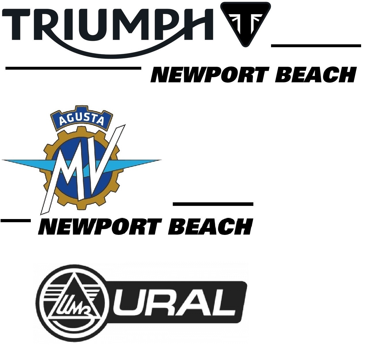 Triumph / MV Agusta / Ural of Newport Beach logo